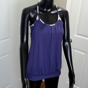 Lululemon blue white striped sthletic bra tank top